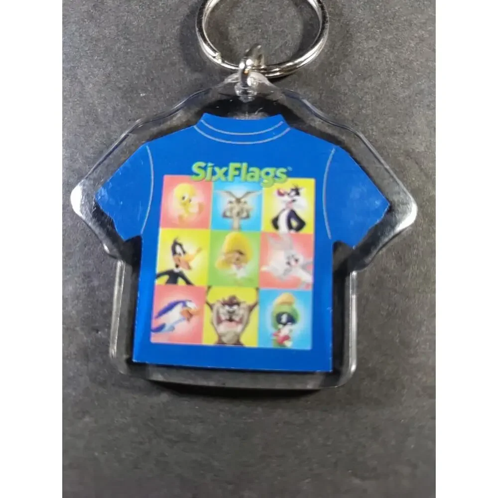 Six Flags Looney Toons T Shirt Keychain Acrylic